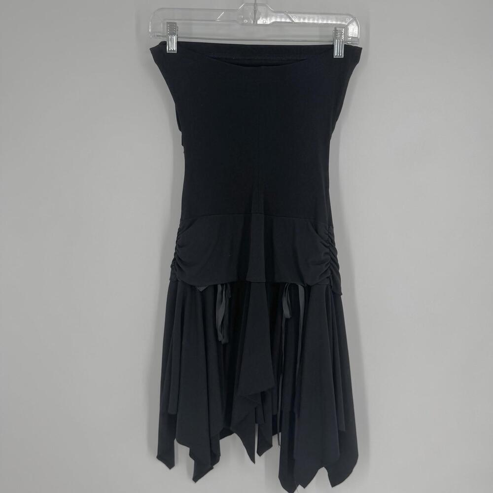 Vintage dress small S black strapless y2k 90s bow witchy whimsigoth hoco dance - Picture 5 of 5